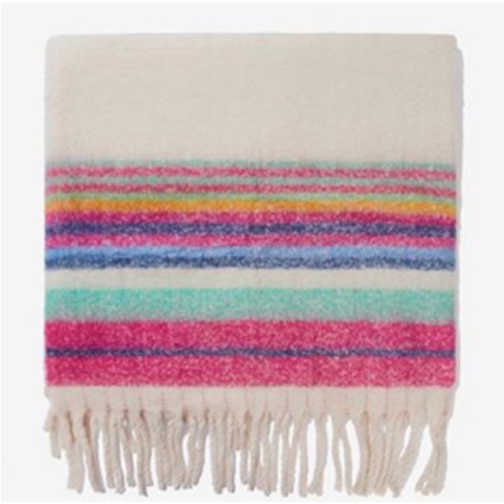 🔥🆕 Free People FP Fringe Striped Throw Blanket🔥 - Picture 3 of 9
